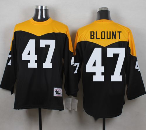 Mitchell And Ness 1967 Steelers #47 Mel Blount Black/Yelllow Throwback Men's Stitched NFL Jersey - Click Image to Close